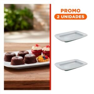 Pack2 Loza Rectangular con Borde Curvo Blanco para Mesa en Hogar