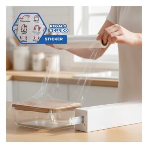 Papel Film para Alimentos 20m x 30cm Transparente Uso Practico Cocina Y+Regalo Sticker