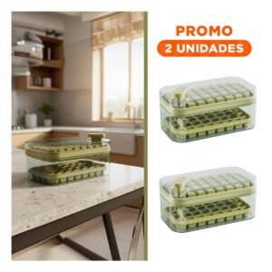 Pack2 Molde de Silicona Verde para Cubos de Hielo con Sistema Clic Esquina