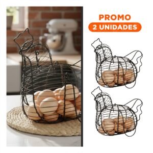 Pack2 Cajon para Huevos con Asa Negro Decoracion Gallina Cocina Hogar