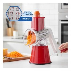 Rallador Vertical Multiuso Rojo 24x10,8cm Compacto y Practico para Hogar Y+Regalo Sticker