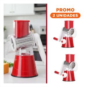 Pack2 Triturador de Cocina Vertical Rojo 24x10,8cm Practico para Verduras y Frutas