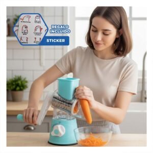 Rallador Vertical Multiuso Celeste 24x10,8cm Compacto y Practico para Hogar Y+Regalo Sticker