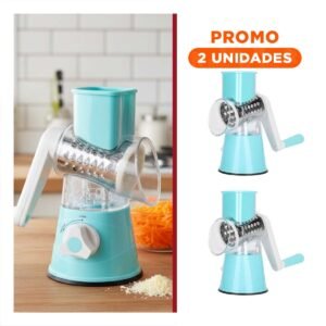 Pack2 Triturador de Cocina Vertical Celeste 24x10,8cm Practico para Verduras y Frutas