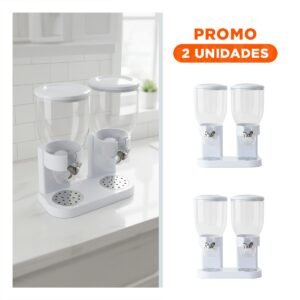 Pack2 Distribuidor doble para granos secos 2l cocina hogar y oficina blanco