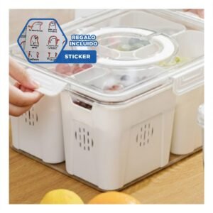 Contenedor de Plastico con 4 Bandejas Escurridoras y Separadores Internos Y+Regalo Sticker