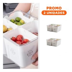 Pack2 Organizador con 4 Bandejas Escurridoras Transparente y Bandeja Inferior Extraible