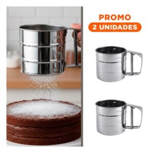 Pack2 Tamizador de Harina 10,5x9 cm Plateado para Mezclas Finas