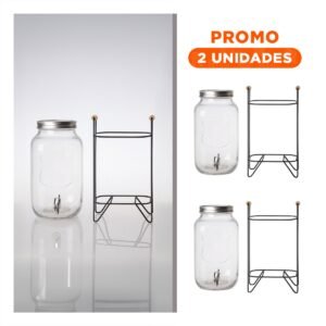 Pack2 Contenedor Transparente 5 L con Base Metalica Negra para Uso Diario