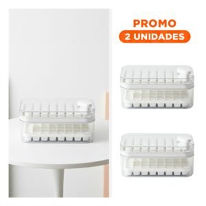 Pack2 Molde de Silicona Blanco para Cubos de Hielo con Sistema Clic Esquina