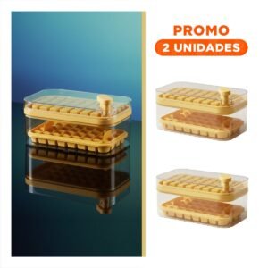 Pack2 Molde de Silicona Amarillo para Cubos de Hielo con Sistema Clic Esquina