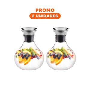 Pack2 Cristal Jarra Fuji 1600 ml Transparente con Tapa para Hogar Moderno