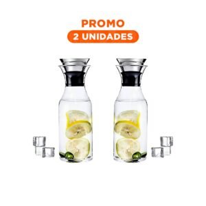 Pack2 Cristal Jarra Lisboa 1600 ml Transparente con Tapa para Hogar Moderno