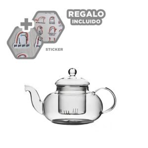 Blanco Tetera de Infusion 100 ml Transparente con Tapa Diseno Funcional Y+Regalo Sticker