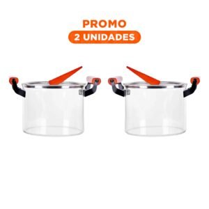 Pack2 Hogar Olla de 5 Litros Transparente con Tapa Estilo Elegante Actual