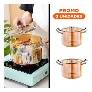 Pack2 Elegante Olla de 3.5 Litros Dorado con Tapa para Hogar Moderno Ideal