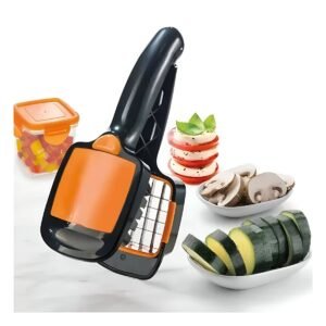 Picador Multifuncional de Frutas y Verduras Negro y Naranja para Cocina Facil