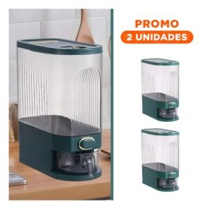 Pack2 Dispensador Verde para Organizar Granos Medida de Dimensiones de 39x16,5x33cm