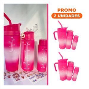 Pack2 Set Trio Tricolor Fucsia y Blanco Facil de Usar y Practico en Hogar