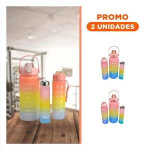 Pack2 Kit de 3 Tomatodos en Rosado con 2 L 1 L y 300 Ml y Tapa de Plastico
