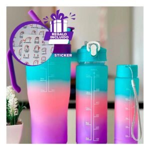 Tomatodo Trio Tricolor Celeste Rosado Morado 1200ml 800ml 300ml Facil Limpiar Y+Regalo Sticker