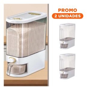 Pack2 Dispensador Blanco para Organizar Granos Medida de Dimensiones de 39x16,5x33cm