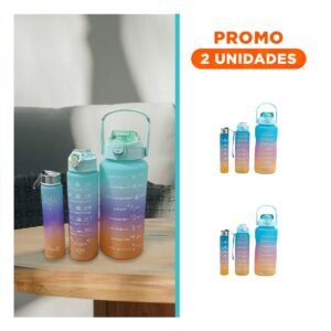 Pack2 Kit de 3 Tomatodos en Verde Agua con 2 L 1 L y 300 Ml y Tapa de Plastico