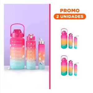 Pack2 Kit de 3 Tomatodos en Fucsia con 2 L 1 L y 300 Ml y Tapa de Plastico