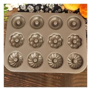 Molde Para 12 Donas 3 Modelos Dorado Facil Uso y Limpieza Diaria para Cocina