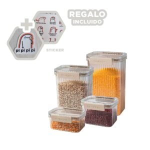 Contenedores Alimentos Acrilico Set 5 Transparente Facil Limpiar Rapido Y+Regalo Sticker