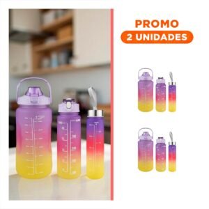 Pack2 Kit de 3 Tomatodos en Morado con 2 L 1 L y 300 Ml y Tapa de Plastico