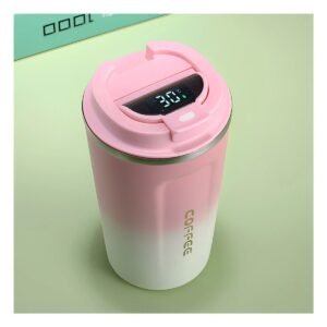 Vaso Digital 510ml Rosado con Blanco Mantiene Café Caliente y Té Diario