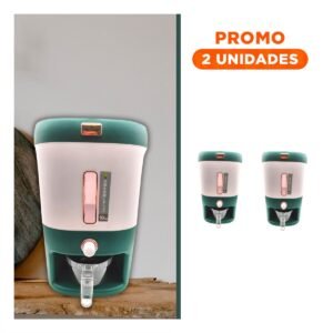 Pack2 Contenedor Practico de Arroz y Cereales con Detalles Verde 10Kg