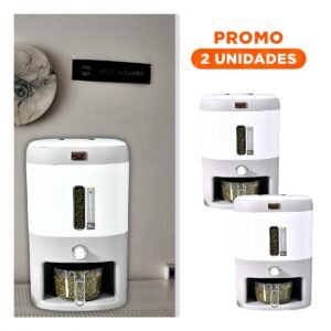 Pack2 Contenedor Practico de Arroz y Cereales con Detalles Plomo 10Kg