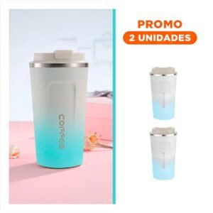 Pack2 Recipiente Digital 510ml Rosado con Blanco Mantiene Bebidas