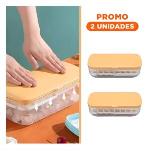 Pack2 Bandejas de Hielo Silicona Anaranjado para Bebidas y Postres Frios