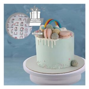 Soporte Giratorio De Pasteleria Blanco Resistente Para Decorar Tus Postres Y+Regalo Sticker