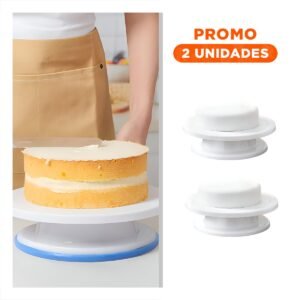 Pack2 Plataforma Para Pasteleria Blanco Giratoria Para Decorar Tortas Y Reposteria
