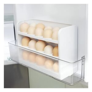 Organizador de Huevos Blanco con Tres Niveles para 30 Huevos y Mejor Uso del Espacio