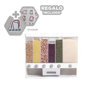 Dispensador de Menestra Blanco 10kg de Material Fuerte en su Hogar Y+Regalo Sticker