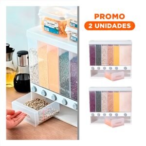 Pack2 Organizador de Granos Blanco 10kg con mucha Capacidad en su Cocina