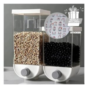 Dispensador de Menestra Pared Blanco 1,5kg de Material Fuerte en Hogar Y+Regalo Sticker