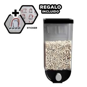 Dispensador de Menestra Pared Negro 1kg de Material Fuerte en Hogar Y+Regalo Sticker