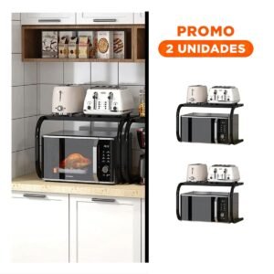 Pack2 Soporte Multicapa de Color Gris para Microondas en Cocina Organizada