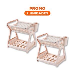 Pack2 Escurridor de Platos Blanco con Niveles para Secado Rapido