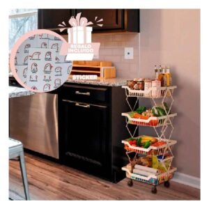 Verdulero en Acero Carbonado de 4 Pisos Color Blanco para Organizacion Diaria Y+Regalo Sticker