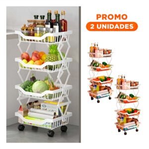 Pack2 Repisa Blanca de 4 Pisos en Acero Carbonado con Formato Vertical