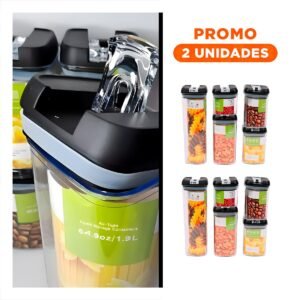 Pack2 Contenedores de Cocina Acrilicos con tapa palanca Negra Transparente Set 5