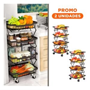 Pack2 Repisa Negra de 4 Pisos en Metal con Formato Vertical