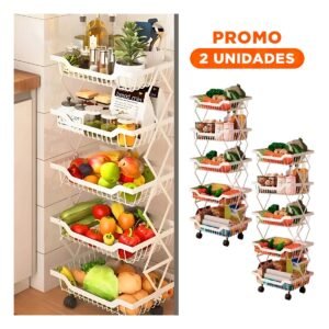 Pack2 Repisa Blanca de 5 Pisos en Acero Inoxidable con Formato Vertical